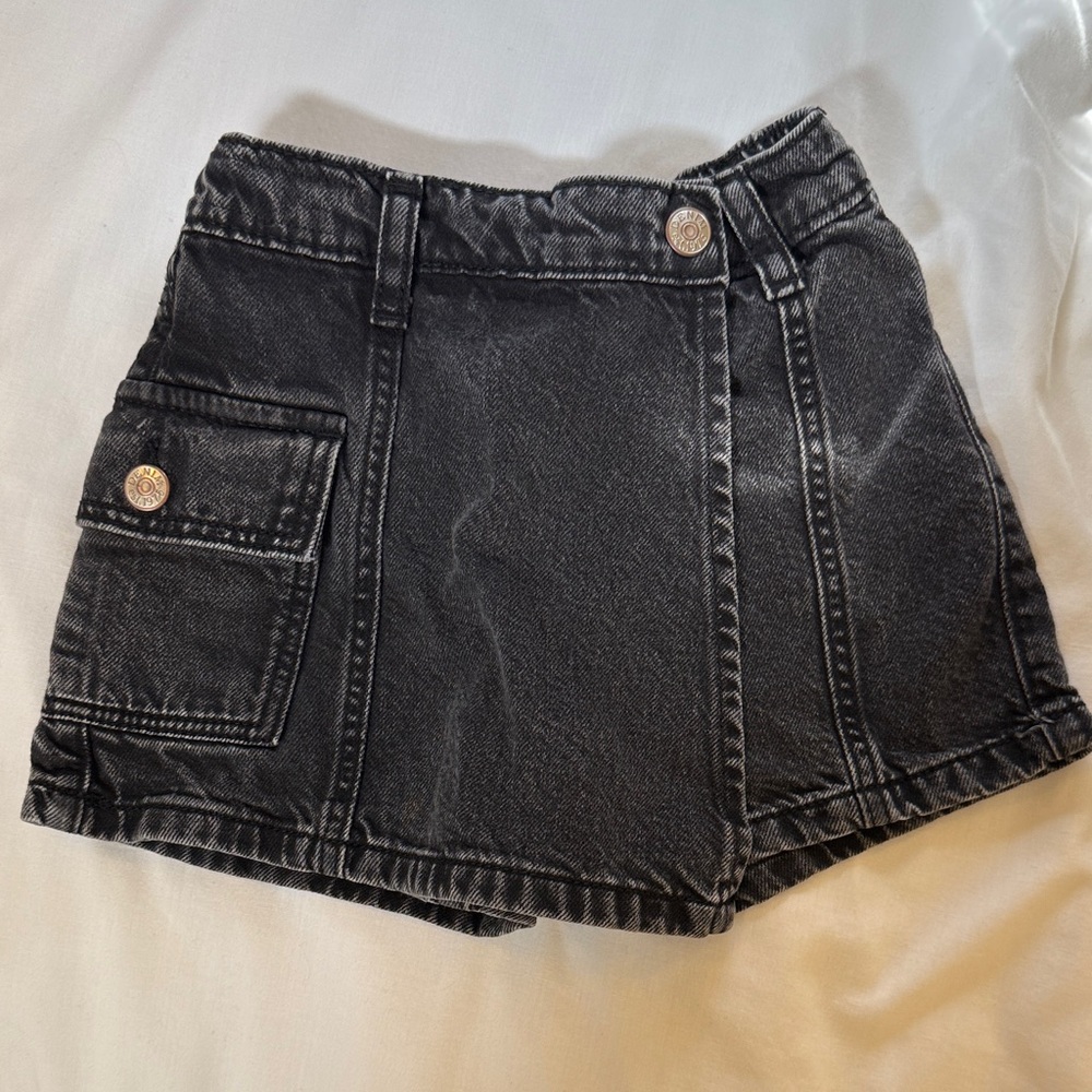 Black Denim Mini Skort